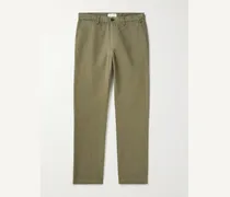 MR P. Pantaloni chino in twill di misto cotone e lino Verde