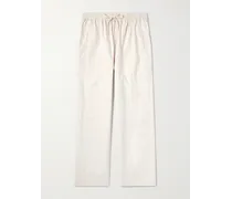 Pantaloni a gamba dritta in popeline di cotone con coulisse
