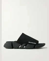 Balenciaga Slide in maglia stretch con logo stampato Speed 2.0 Nero