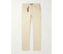 Pantaloni slim-fit a gamba dritta in misto cotone e modal stretch