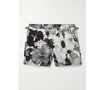 Shorts da mare corti slim-fit con stampa floreale