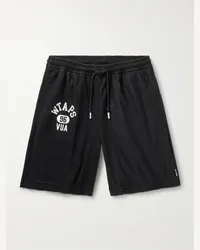 WTAPS Shorts a gamba dritta in mesh spazzolato con logo Nero