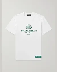 Dolce & Gabbana T-shirt in jersey di cotone con logo floccato Bianco