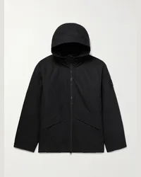 Stone Island Giacca in tela di cotone imbottita con cappuccio e logo applicato Ghost Nero