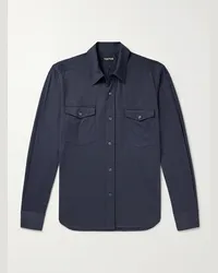 Tom Ford Camicia in misto seta e cotone Blu