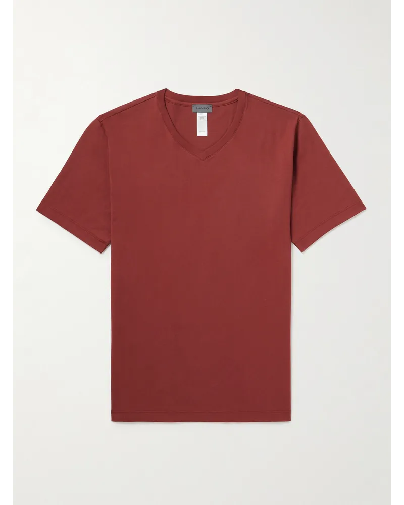 Hanro T-shirt in jersey di cotone Living Rosso