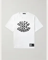 Dolce & Gabbana T-shirt in jersey di cotone con logo e applicazione Bianco