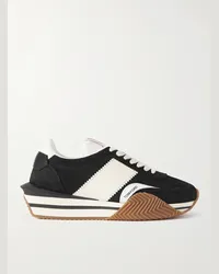 Tom Ford Sneakers in nylon, pelle e camoscio con finiture in gomma James Nero