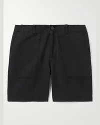 MR P. Shorts cargo a gamba dritta in misto cotone e lino Nero