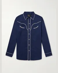 Ralph Lauren Naiomi Glasses Camicia stile western in modal Blu