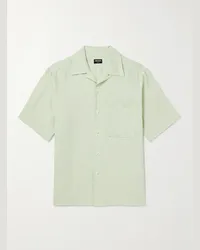 Ermenegildo Zegna Camicia in lino Oasi con colletto aperto Verde