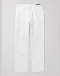 Ralph Lauren Pantaloni slim-fit a gamba dritta in misto lino e cotone Bianco