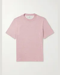 Brunello Cucinelli T-shirt in jersey di misto lino e cotone fiammato Rosa