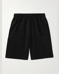 Burberry Shorts a gamba dritta in jersey di cotone con logo ricamato Nero