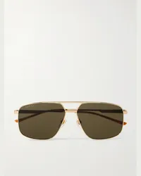 Gucci Occhiali da sole in metallo dorato stile aviator Navigator Marrone