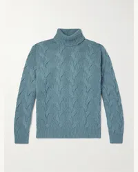 Thom Sweeney Pullover a collo alto in cashmere a trecce Blu