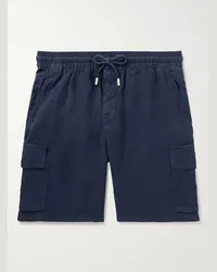 Vilebrequin Shorts cargo a gamba dritta in lino con coulisse Blu