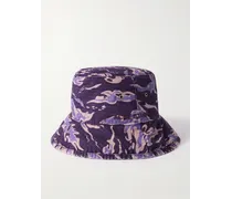 Cappello da pescatore in cotone ripstop con stampa camouflage e logo ricamato Brimmo