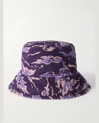 Acne Studios Cappello da pescatore in cotone ripstop con stampa camouflage e logo ricamato Brimmo Viola