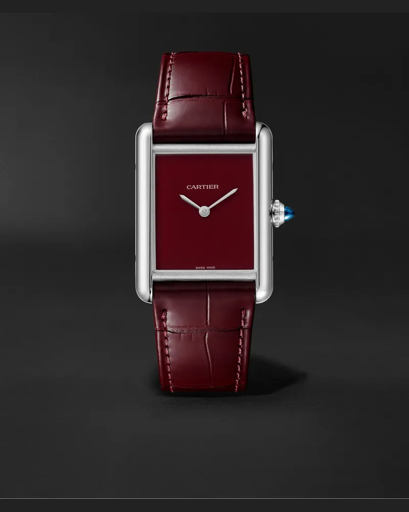 Cartier Tank Louis  Must 33.7mm Stainless Steel and Alligator Watch, Ref. No. WSTA0054 Rosso