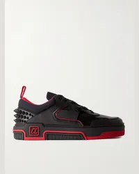 Christian Louboutin Sneakers in pelle, camoscio e mesh con borchie a punta Astroloubi Nero