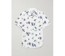 Camicia in popeline di cotone floreale con collo button-down