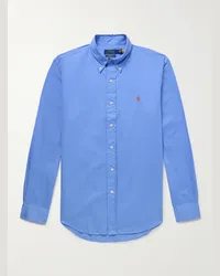 Ralph Lauren Camicia in twill di cotone con collo button-down e logo ricamato Blu