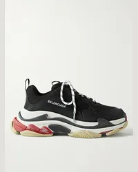 Balenciaga Sneakers in mesh, tessuto scamosciato e materiale sintetico Triple S Nero