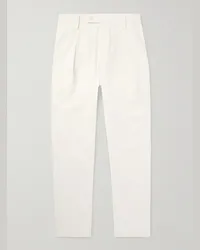 A.P.C. Pantaloni a gamba dritta in cotone con pinces Renato Bianco