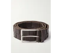 Bottega Veneta Cintura in pelle con motivo Intrecciato, 3,5 cm Nero