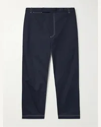 Thom Browne Pantaloni a gamba dritta in typewriter cloth Blu