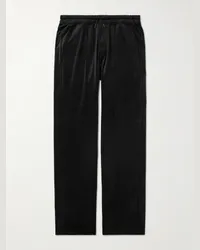 Tom Ford Pantaloni a gamba larga in velluto di misto seta e cotone Nero