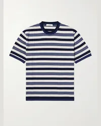 MR P. T-shirt in lana merino a righe Blu