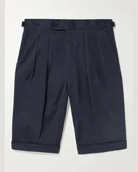 Richard James Shorts a gamba dritta in twill di cotone stretch con pinces Blu