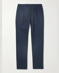 Ralph Lauren Pantaloni slim-fit in lino con pinces Davis Blu