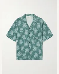 Onia Camicia in voile stampato con colletto aperto Verde