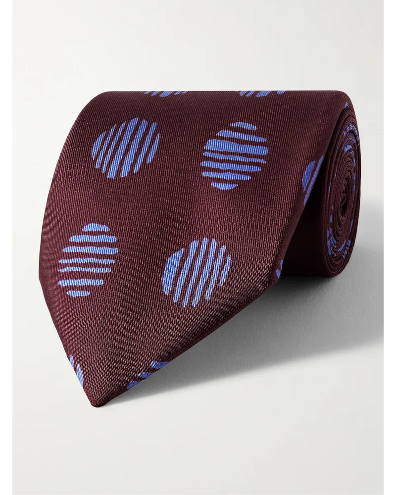 Charvet Cravatta in twill di seta stampata, 8,5 cm Marrone