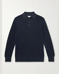 Brunello Cucinelli Polo in cotone a costine Blu