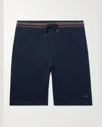 Paul Smith Shorts in jersey di cotone a righe con logo applicato Blu