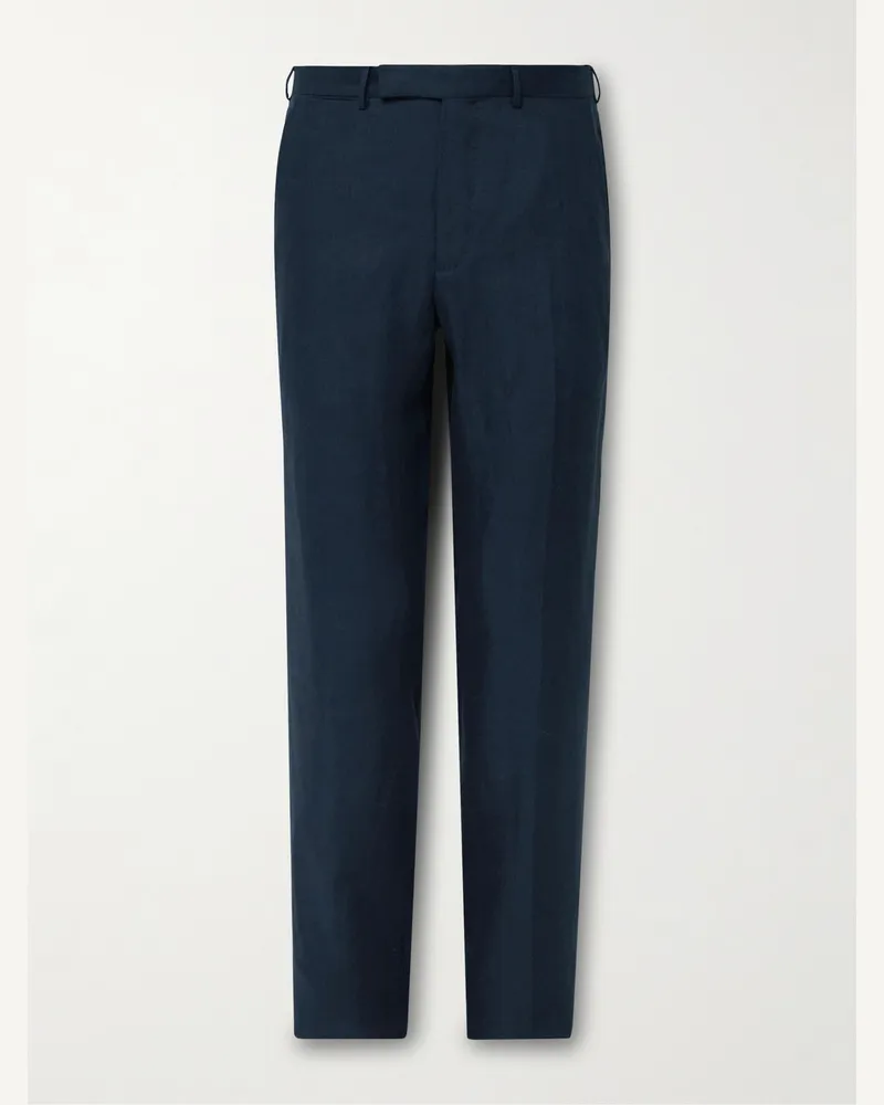 Ermenegildo Zegna Pantaloni slim-fit in twill Oasi Lino Blu