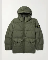 Stone Island Piumino trapuntato in shell con logo applicato Verde