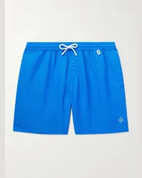 Loro Piana Shorts da mare medi a gamba dritta con logo Bay Blu