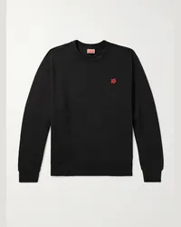 Kenzo Felpa in jersey di cotone con logo applicato Nero