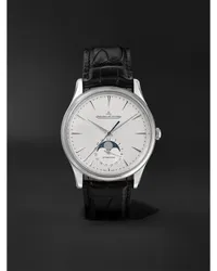 Jaeger-LeCoultre Orologio automatico 39 mm con fasi lunari in acciaio inossidabile e cinturino in alligatore Master Ultra Thin Moon, N. rif. 1368430 Bianco