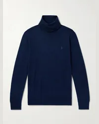 Ralph Lauren Pullover a collo alto in lana con logo ricamato Blu