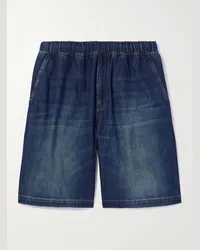 Valentino Garavani Shorts a gamba dritta in denim lavato Blu