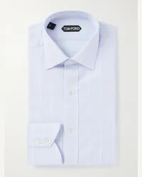 Tom Ford Camicia in popeline di cotone principe di Galles Blu