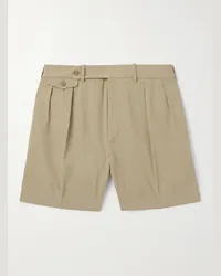 Ralph Lauren Shorts a gamba dritta in twill di cotone con pinces Marrone