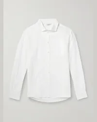 Zimmerli Camicia in misto lino e cotone con collo alla francese Bianco