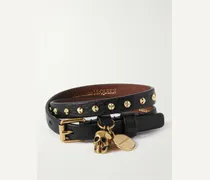 Full-Grain Leather and Gold-Tone Wrap Bracelet
